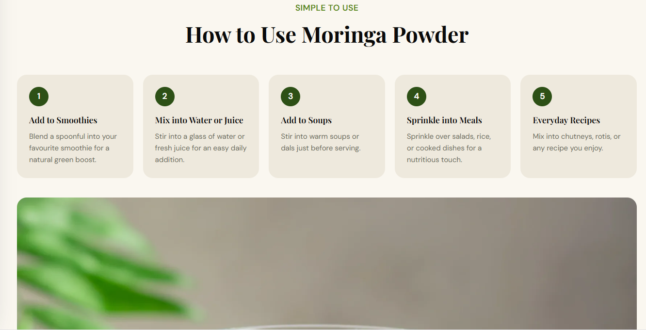 How to use moringa powder