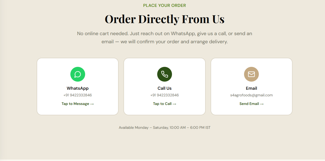 Order directly from S4 Agro Foods